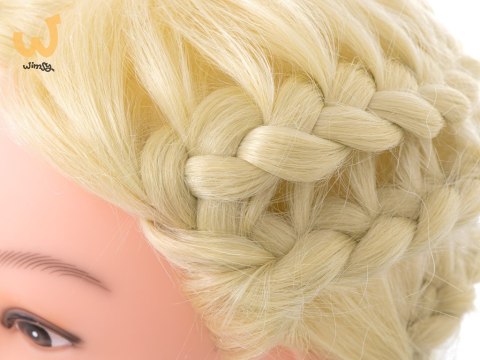 Główka głowa treningowa fryzjerska naturalne włosy blond Główka głowa treningowa fryzjerska naturalne włosy blond