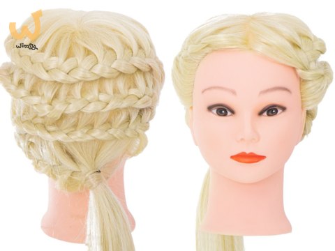 Główka głowa treningowa fryzjerska naturalne włosy blond Główka głowa treningowa fryzjerska naturalne włosy blond