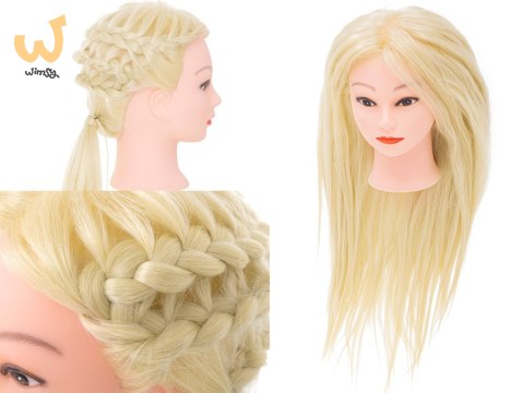 Główka głowa treningowa fryzjerska naturalne włosy blond Główka głowa treningowa fryzjerska naturalne włosy blond
