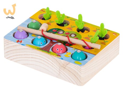 Gra drewniana montessori łowienie rybek marchewki robaczki Gra drewniana montessori łowienie rybek marchewki robaczki