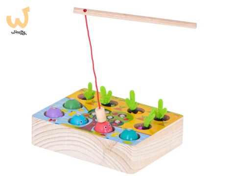 Gra drewniana montessori łowienie rybek marchewki robaczki Gra drewniana montessori łowienie rybek marchewki robaczki
