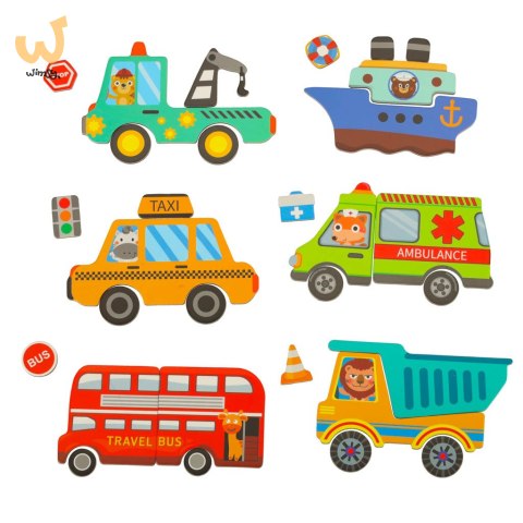 Książeczka magnetyczna układanka puzzle z magnesem środki transportu Książeczka magnetyczna układanka puzzle z magnesem środki transportu
