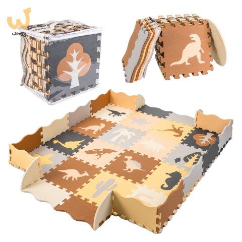 Mata edukacyjna piankowa puzzle kojec brązowa 143 x 143 cm 36 elementów Mata edukacyjna piankowa puzzle kojec brązowa 143 x 143 cm 36 elementów