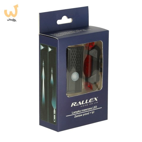 RALLEX Lampka rowerowa LED zestaw tył-przód na rower kierownicę USB RALLEX Lampka rowerowa LED zestaw tył-przód na rower kierownicę USB