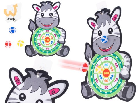 Tarcza Dart z rzutkami piłkami na rzep zebra