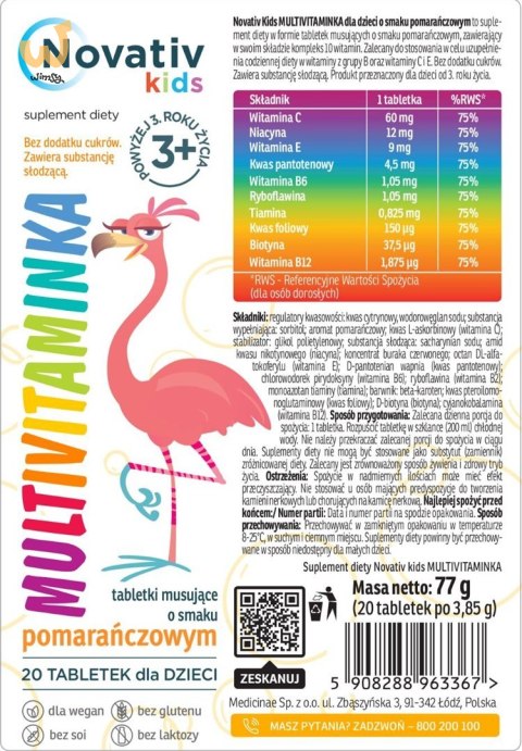 Novativ Kids Multivitaminka dka dzieci 20 tabl. Novativ Kids Multivitaminka dka dzieci 20 tabl.