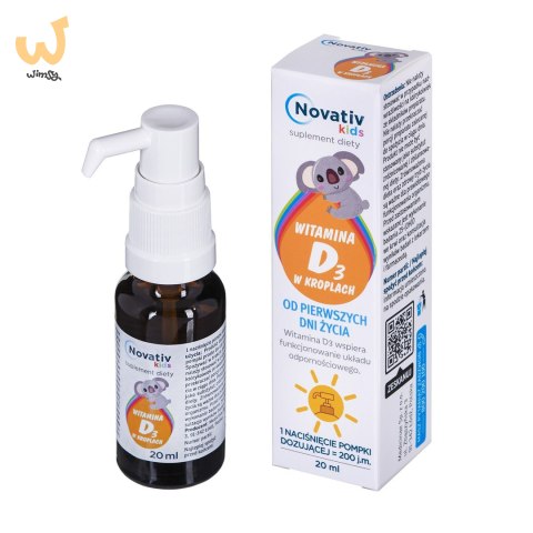 Novativ Kids Witamina D3 w kroplach 20ml Novativ Kids Witamina D3 w kroplach 20ml