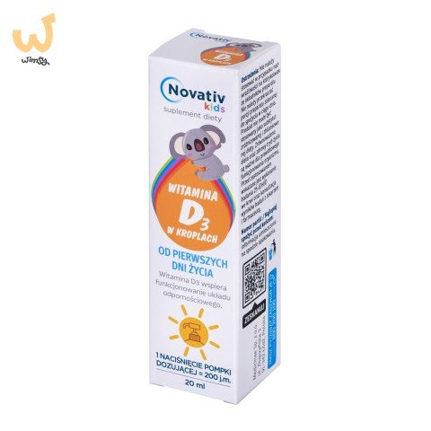 Novativ Kids Witamina D3 w kroplach 20ml Novativ Kids Witamina D3 w kroplach 20ml