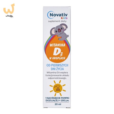 Novativ Kids Witamina D3 w kroplach 20ml Novativ Kids Witamina D3 w kroplach 20ml