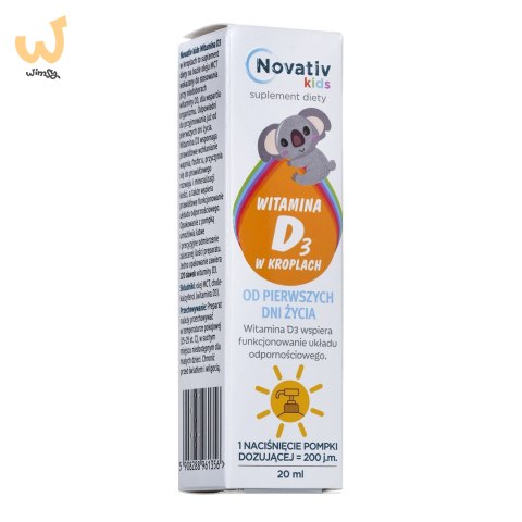 Novativ Kids Witamina D3 w kroplach 20ml Novativ Kids Witamina D3 w kroplach 20ml