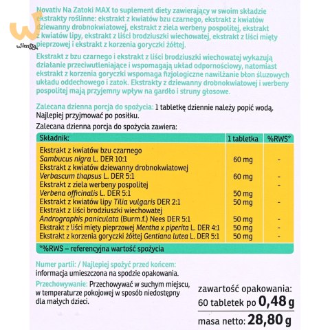 Novativ Na zatoki 60 tabletek powlekanych Novativ Na zatoki 60 tabletek powlekanych
