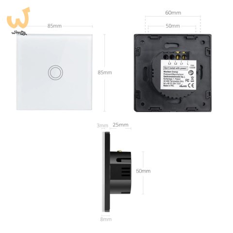 MACLEAN DOTYKOWY WŁĄCZNIK ŚWIATŁA, POJEDYŃCZY, SZKLANY, BIAŁY Z OKRĄGŁYM PRZYCISKIEM WYMIARY 86X86MM MCE702W MACLEAN DOTYKOWY WŁĄCZNIK ŚWIATŁA, POJEDYŃCZY, SZKLANY, BIAŁY Z OKRĄGŁYM PRZYCISKIEM WYMIARY 86X86MM MCE702W