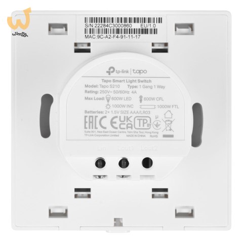 TP-Link Tapo S210 WYŁĄCZNIK światła Smart Wifi (jednobiegunowy, pojedynczy, biały) TP-Link Tapo S210 WYŁĄCZNIK światła Smart Wifi (jednobiegunowy, pojedynczy, biały)