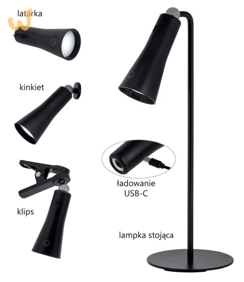Lampka wielofunkc LED Activejet AJE-IDA 4in1 czarna Lampka wielofunkc LED Activejet AJE-IDA 4in1 czarna