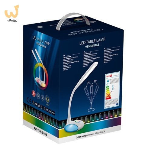 Nowoczesna lampka na biurko wielokolorowa RGB LED Activejet VENUS RGB biała z funkcją oświetlenia nocnego Nowoczesna lampka na biurko wielokolorowa RGB LED Activejet VENUS RGB biała z funkcją oświetlenia nocnego
