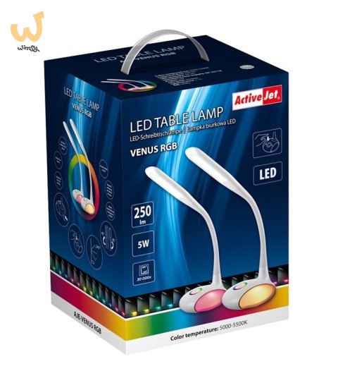 Nowoczesna lampka na biurko wielokolorowa RGB LED Activejet VENUS RGB biała z funkcją oświetlenia nocnego Nowoczesna lampka na biurko wielokolorowa RGB LED Activejet VENUS RGB biała z funkcją oświetlenia nocnego
