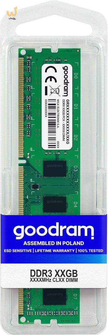 Pamięć GoodRam PC1600 GR1600D364L11/8G (DDR3 DIMM; 1 x 8 GB; 1600 MHz; CL11) Pamięć GoodRam PC1600 GR1600D364L11/8G (DDR3 DIMM; 1 x 8 GB; 1600 MHz; CL11)