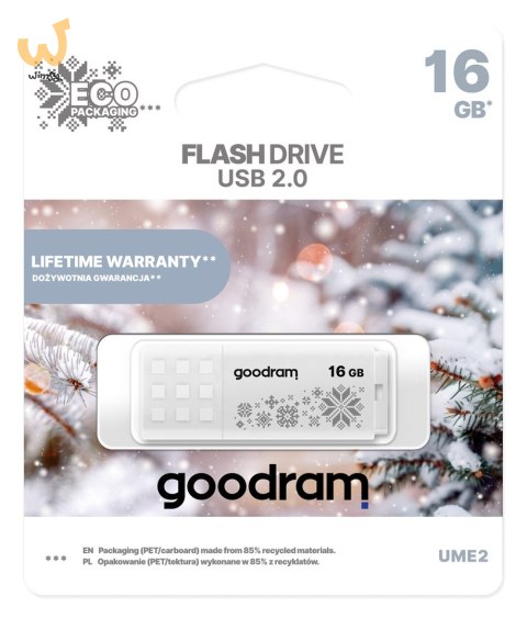 GOODRAM FLASHDRIVE 16GB UME2-WINTER WHITE USB 2.0 GOODRAM FLASHDRIVE 16GB UME2-WINTER WHITE USB 2.0