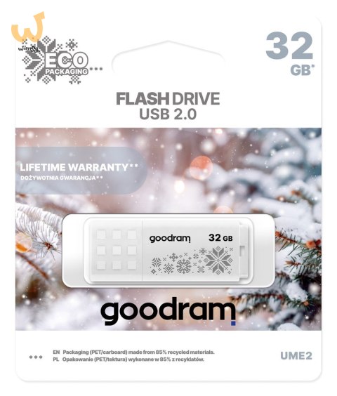 GOODRAM FLASHDRIVE 32GB UME2-WINTER WHITE USB 2.0 GOODRAM FLASHDRIVE 32GB UME2-WINTER WHITE USB 2.0