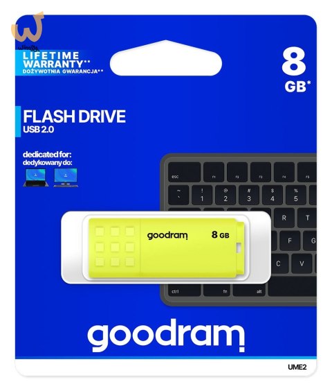 Pendrive GoodRam UME2 UME2-0080Y0R11 (8GB; USB 2.0; kolor żółty) Pendrive GoodRam UME2 UME2-0080Y0R11 (8GB; USB 2.0; kolor żółty)