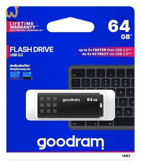 Pendrive GoodRam UME3 UME3-0640K0R11 (64GB; USB 3.0; kolor czarny) Pendrive GoodRam UME3 UME3-0640K0R11 (64GB; USB 3.0; kolor czarny)