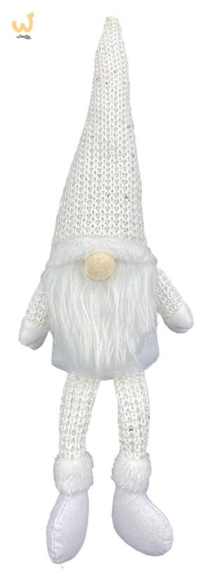Krasnal skrzat świąteczny z brodą biały 47cm Krasnal skrzat świąteczny z brodą biały 47cm