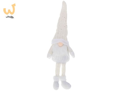 Krasnal skrzat świąteczny z brodą biały 47cm Krasnal skrzat świąteczny z brodą biały 47cm