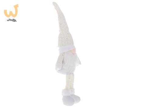 Krasnal skrzat świąteczny z brodą biały 47cm Krasnal skrzat świąteczny z brodą biały 47cm