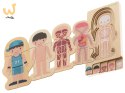 Puzzle drewniane warstwowe budowa ciała montessori chłopiec
