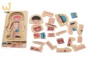 Puzzle drewniane warstwowe budowa ciała montessori chłopiec
