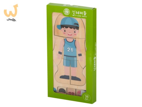 Puzzle drewniane warstwowe budowa ciała montessori chłopiec Puzzle drewniane warstwowe budowa ciała montessori chłopiec
