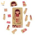 Puzzle drewniane warstwowe budowa ciała montessori dziewczynka