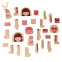 Puzzle drewniane warstwowe budowa ciała montessori dziewczynka