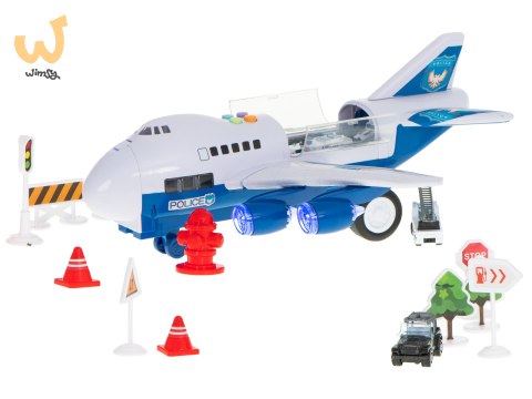 Transporter samolot + 6 aut policja bok/przód Transporter samolot + 6 aut policja bok/przód