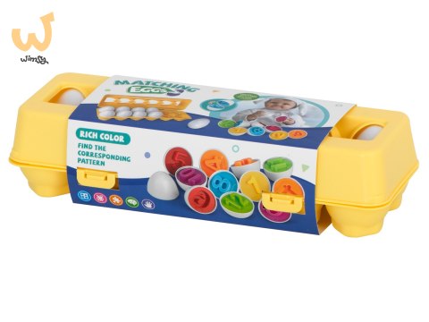 Układanka edukacyjna sorter dopasuj kształty cyferki jajka 12 sztuk Układanka edukacyjna sorter dopasuj kształty cyferki jajka 12 sztuk