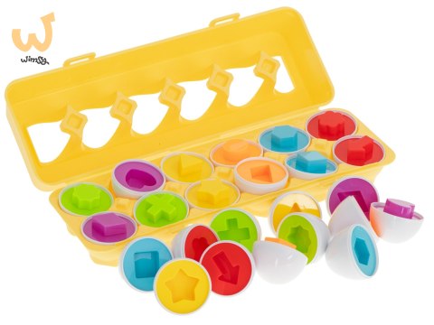 Układanka edukacyjna sorter dopasuj kształty jajka 12 sztuk Układanka edukacyjna sorter dopasuj kształty jajka 12 sztuk