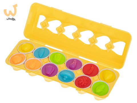 Układanka edukacyjna sorter dopasuj kształty owoce jajka 12 sztuk Układanka edukacyjna sorter dopasuj kształty owoce jajka 12 sztuk