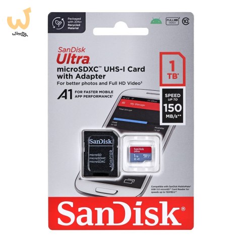 KARTA PAMIĘCI SANDISK ULTRA ANDROID microSDXC 1 TB 150MB/s A1 Cl.10 UHS-I + ADAPTER KARTA PAMIĘCI SANDISK ULTRA ANDROID microSDXC 1 TB 150MB/s A1 Cl.10 UHS-I + ADAPTER