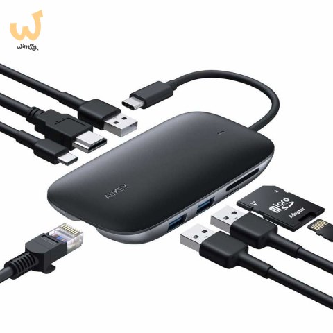 AUKEY HUB USB C CB-C71 8W1 RJ45 HDMI 4K PD 100W