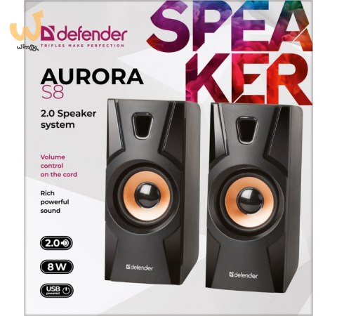 DEFENDER GŁOŚNIKI AURORA S8 2.0 8W USB 65408 DEFENDER GŁOŚNIKI AURORA S8 2.0 8W USB 65408