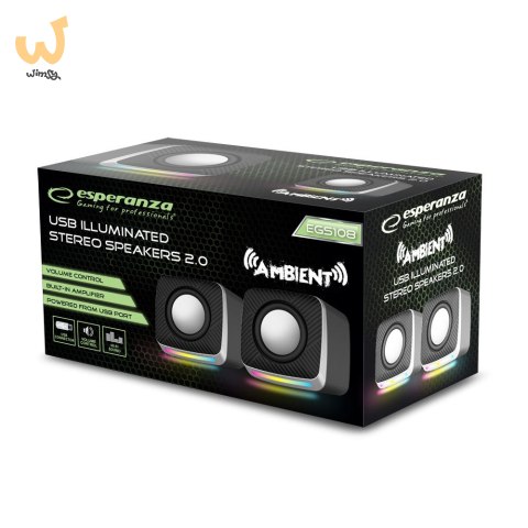 ESPERANZA GŁOŚNIKI 2.0 USB LED RAINBOW AMBIENT EGS108 ESPERANZA GŁOŚNIKI 2.0 USB LED RAINBOW AMBIENT EGS108