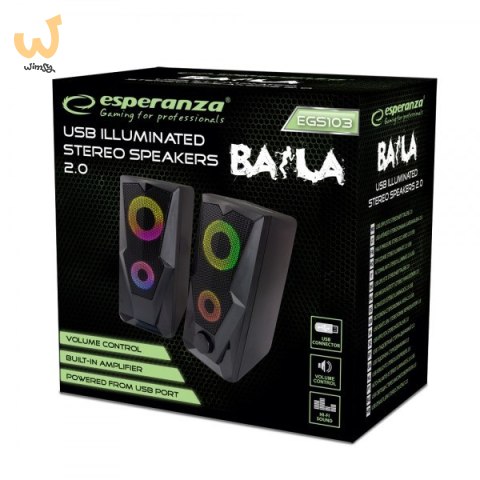 ESPERANZA GŁOŚNIKI 2.0 USB LED RAINBOW BAILA EGS103 ESPERANZA GŁOŚNIKI 2.0 USB LED RAINBOW BAILA EGS103