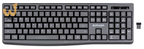 Activejet K-3803SW Klawiatura bezprzewodowa zasilanie baterią 1x 1,5V AAA czarna Activejet K-3803SW Klawiatura bezprzewodowa zasilanie baterią 1x 1,5V AAA czarna