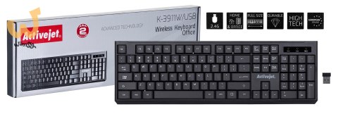 Activejet K-3911W Klawiatura bezprzewodowa, zasilanie baterią 1x 1,5V AAA, czarna Activejet K-3911W Klawiatura bezprzewodowa, zasilanie baterią 1x 1,5V AAA, czarna