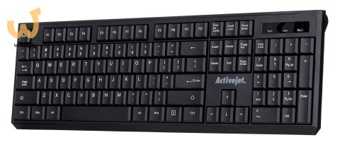 Activejet K-3911W Klawiatura bezprzewodowa, zasilanie baterią 1x 1,5V AAA, czarna Activejet K-3911W Klawiatura bezprzewodowa, zasilanie baterią 1x 1,5V AAA, czarna