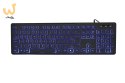 GEMBIRD KLAWIATURA MULTIMEDIALNA Z TRÓJKOLOROWYM PODŚWIETLENIEM USB, US LAYOUT, CZARNA