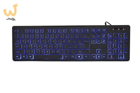 GEMBIRD KLAWIATURA MULTIMEDIALNA Z TRÓJKOLOROWYM PODŚWIETLENIEM USB, US LAYOUT, CZARNA
