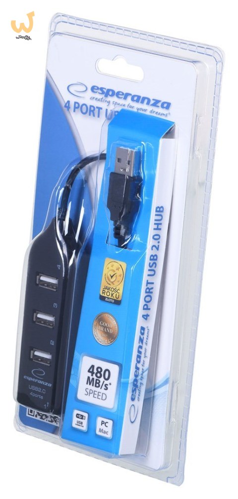 Hub Esperanza EA116 (4x USB 2.0; kolor czarny) Hub Esperanza EA116 (4x USB 2.0; kolor czarny)