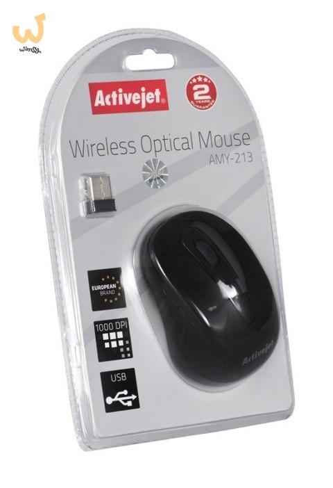 Activejet AMY-213 Mysz bezprzewodowa USB (optyczna; 1600 DPI; kolor czarny) Activejet AMY-213 Mysz bezprzewodowa USB (optyczna; 1600 DPI; kolor czarny)