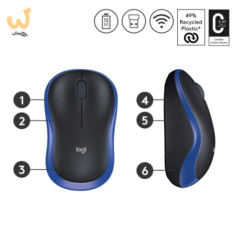 Mysz Logitech M185 910-002239 (optyczna; 1000 DPI; kolor niebieski) Mysz Logitech M185 910-002239 (optyczna; 1000 DPI; kolor niebieski)